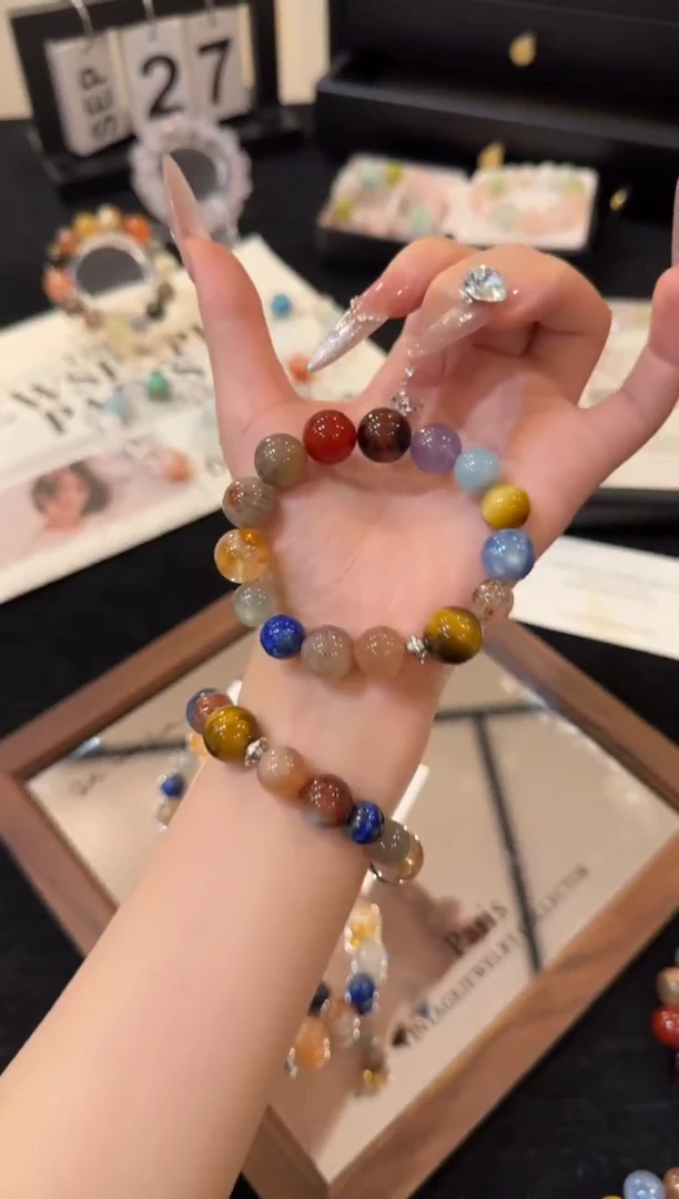 合金手链水晶敦煌色系多宝x2776