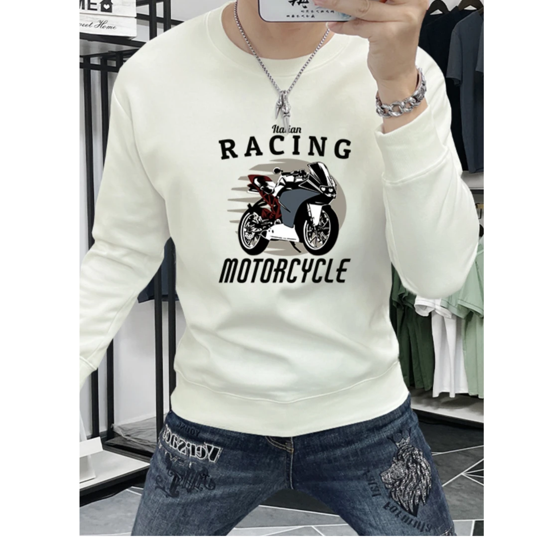 莫安摩萨新款潮牌男装时尚印花长袖上衣秋款外套内搭