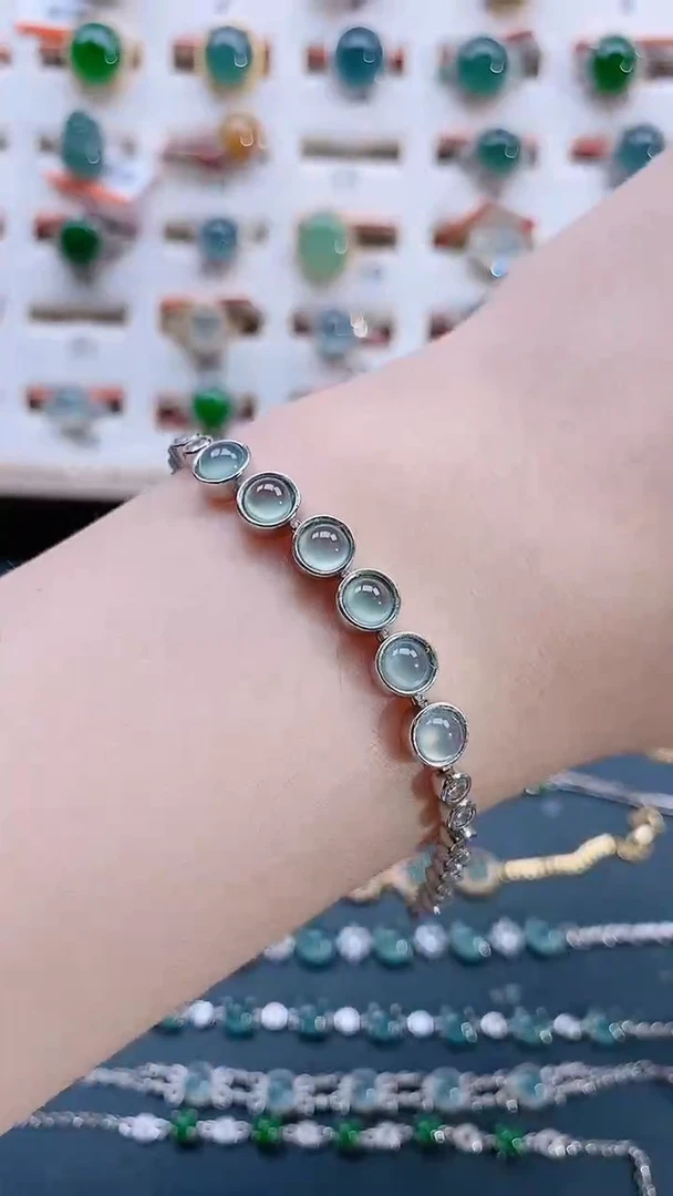 银S925镶嵌手链翡翠天然翡翠