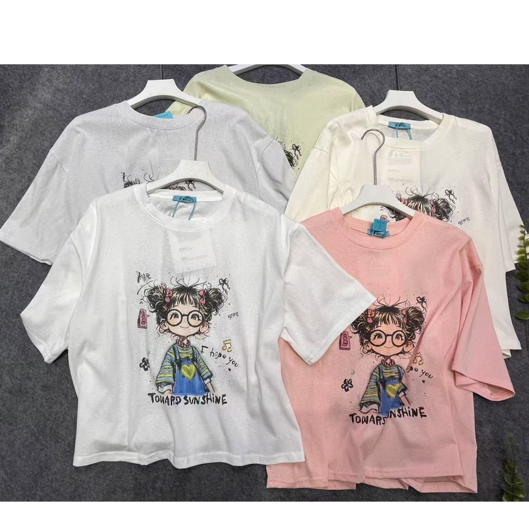 【媛媛家】雪花棉眼睛女孩T恤彩色短袖