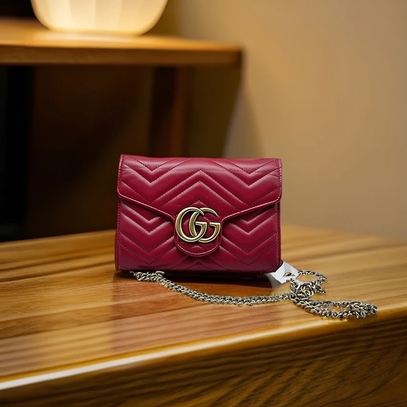 95新 GUCCI/古驰 红色链条包1194 1053