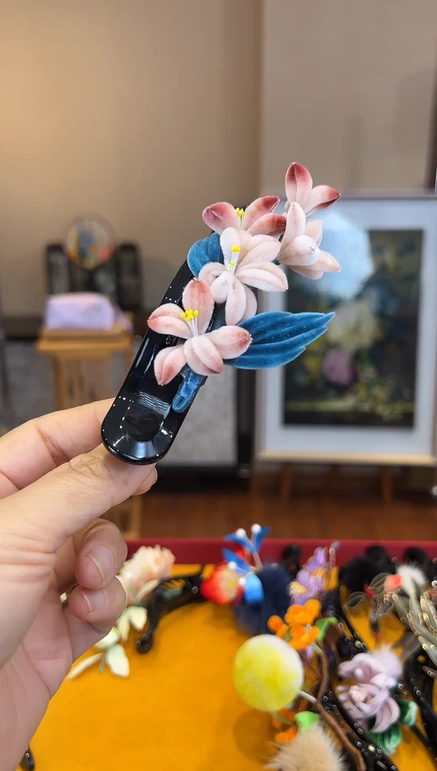 刺绣非遗绒花（发饰）