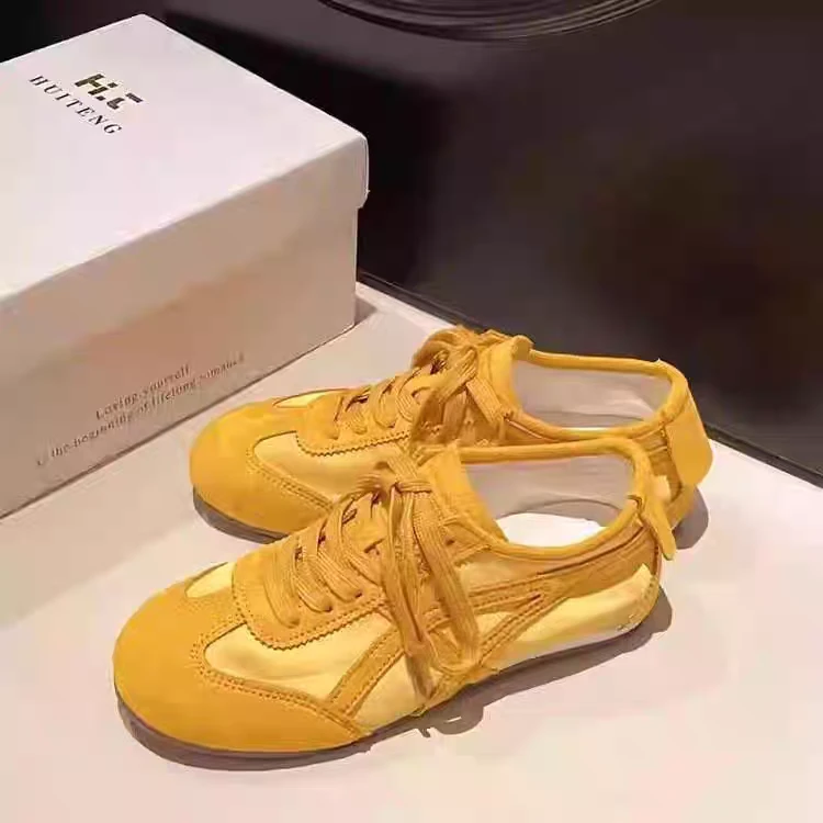 68031 黄色复古德训鞋女2025新款夏季爆款百搭平底休闲板鞋女鞋子