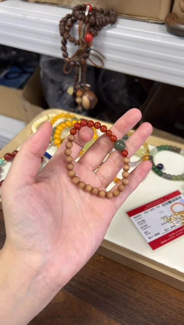 未镶嵌檀香木吊坠孤品老檀香木和田款手链[0714]