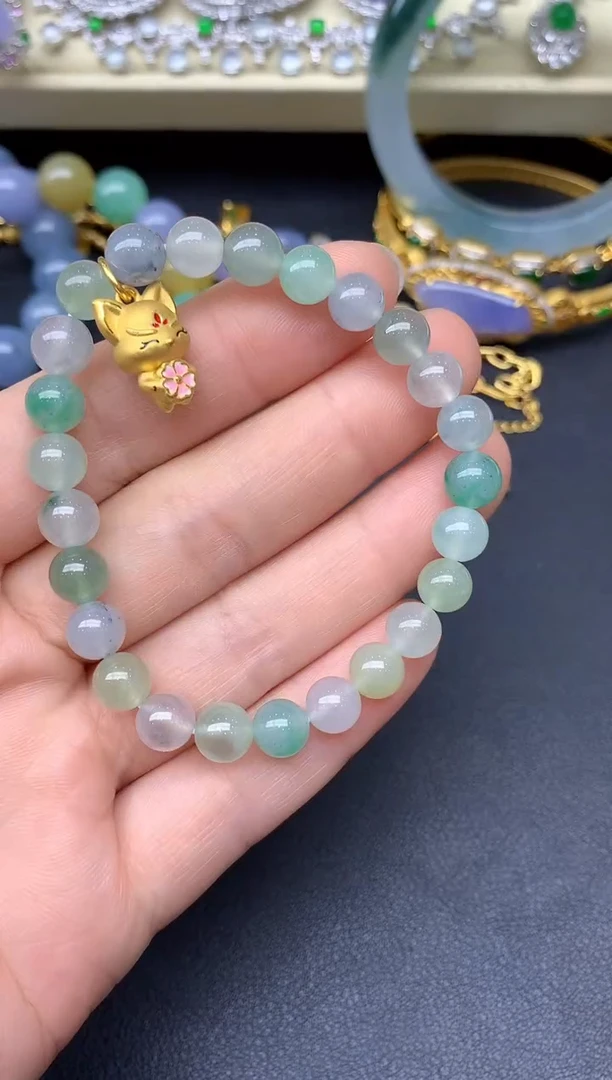 足金镶嵌手串翡翠264-雪姐翡翠天天见