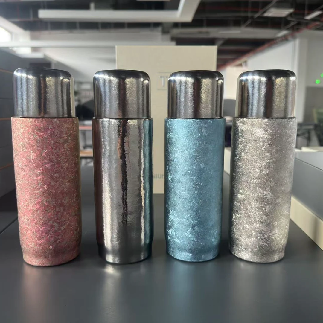 420ml磁吸大冰花山茶格双层便携户外家用纯钛底焖杯 商务礼盒装