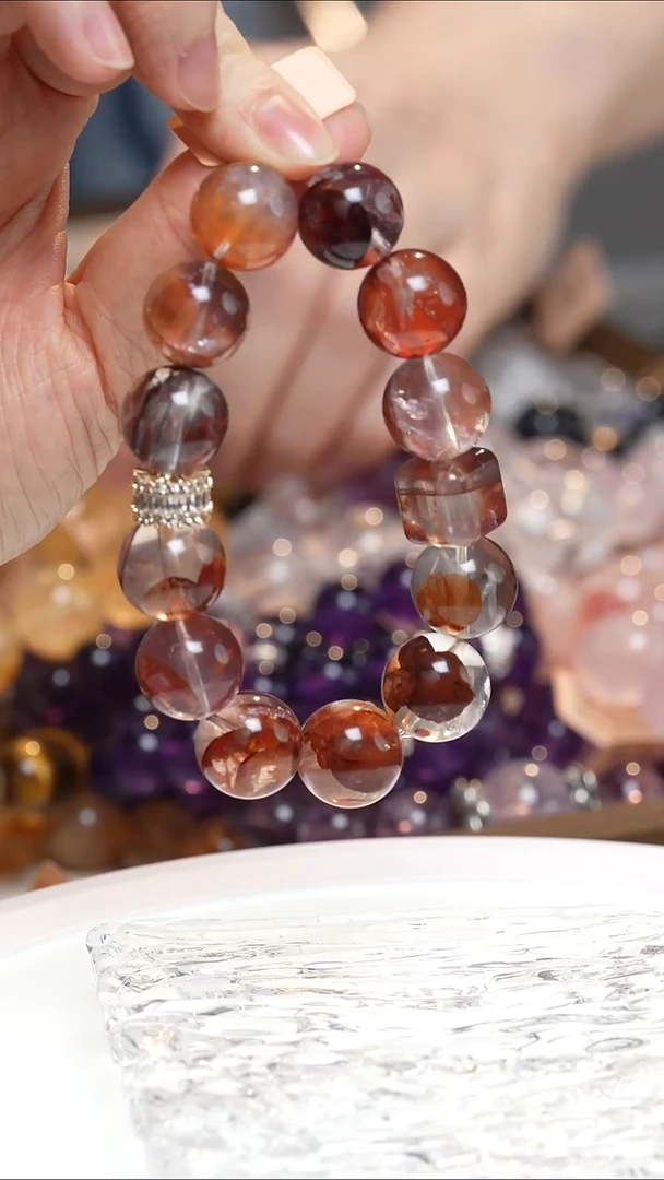 未镶嵌手串水晶牛血红胶花手串·MM0025DEC213L368