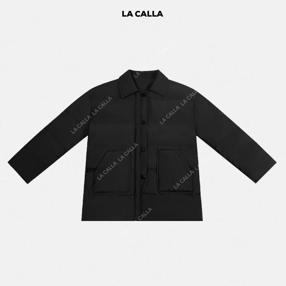 LA CALLA厚厚黑色秋冬季厚实夹棉舒适保暖外套OY1602