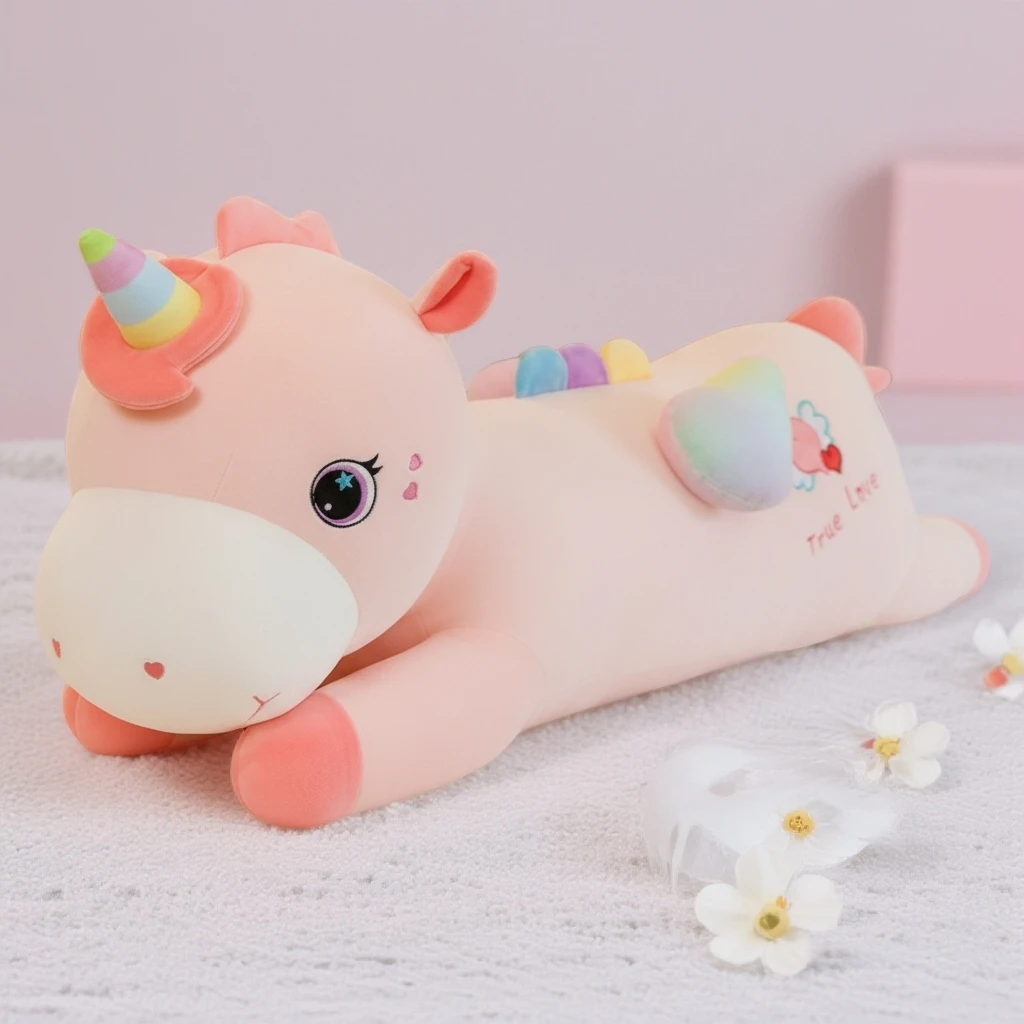 C1.3米彩虹马大号抱枕玩偶+1.2米水果毛毛虫