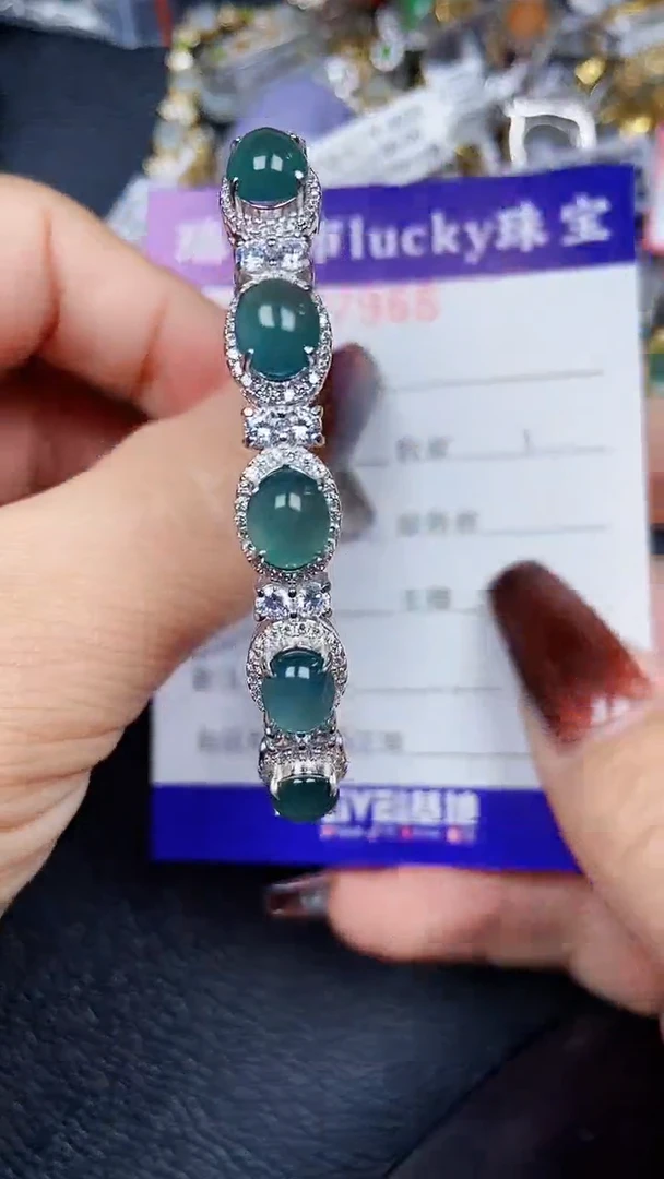 颈饰银S925镶嵌翡翠7966