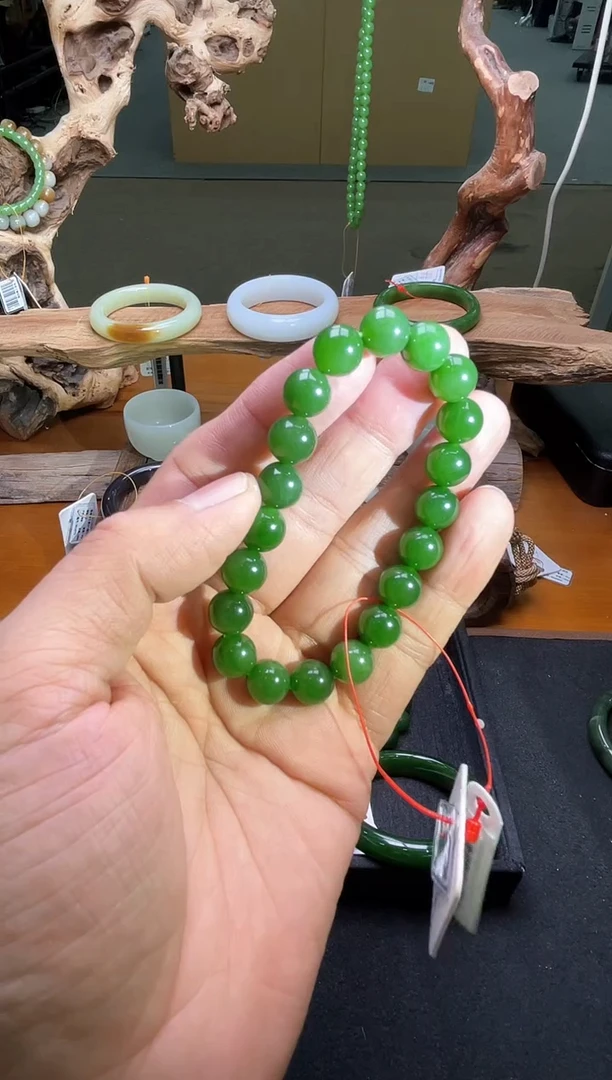 未镶嵌手串和田玉卡10俄七碧玉圆珠