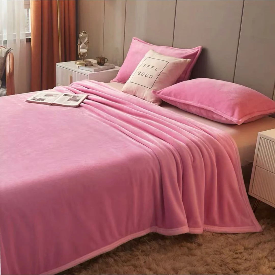 MT-2024723【门店爆款】粉色加厚床单毛毯230*200
