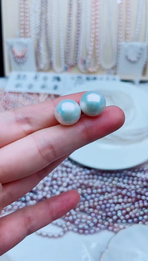 银S925镶嵌淡水珍珠耳饰耳钉