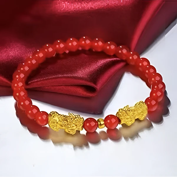 备用链接 足 金999红玛瑙金珠子 貔貅  多样性发