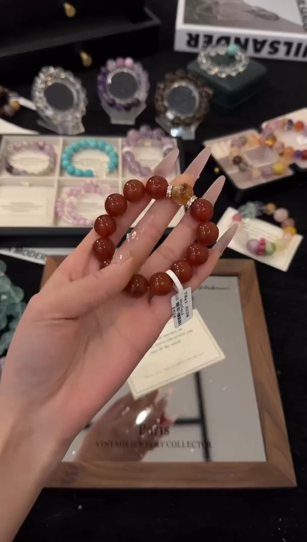 合金手链水晶红玛瑙x3576