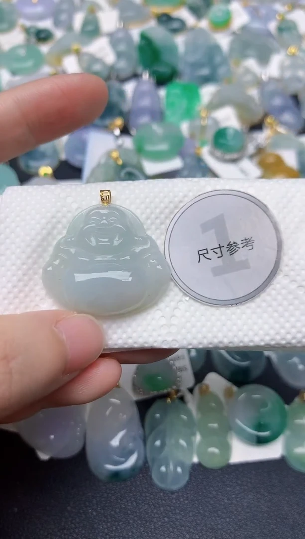 颈饰18K金镶嵌翡翠天然缅甸A货翡翠