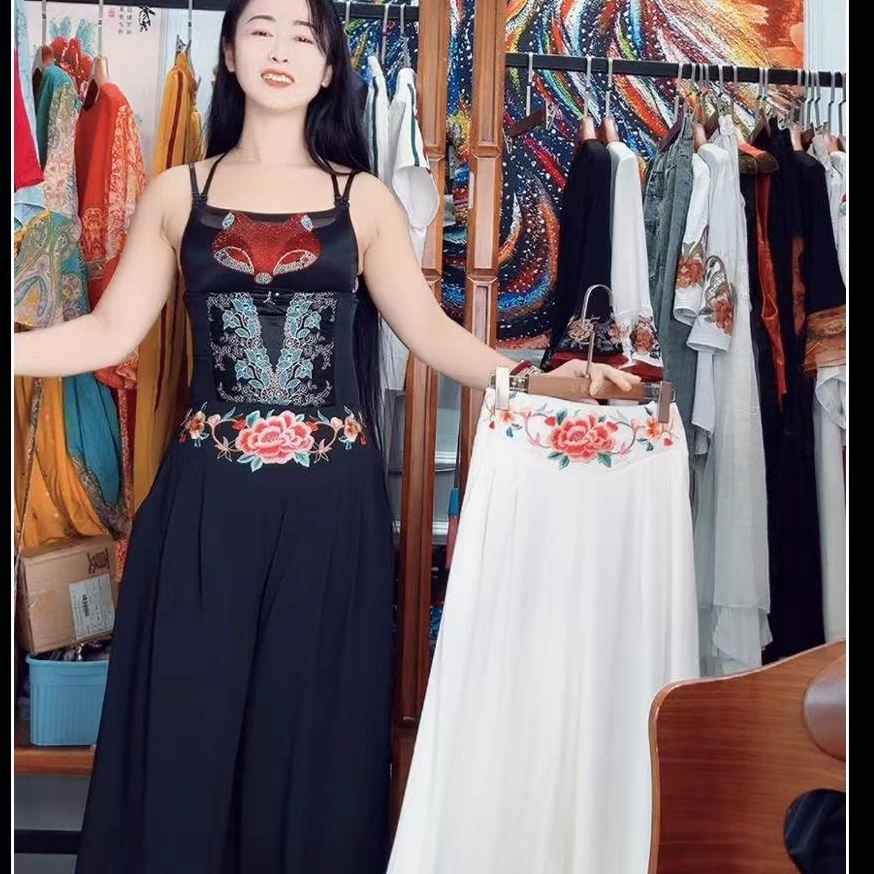 唐汉布依新款女装裤子飘纱刺绣Y