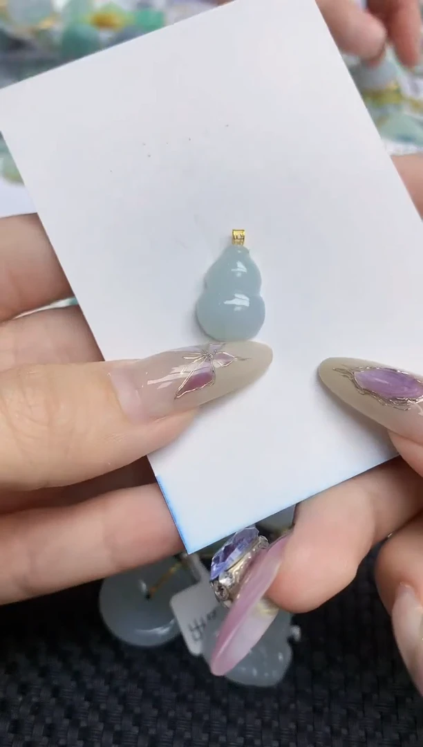 翡翠挂件18K金镶嵌477   天然翡翠A货