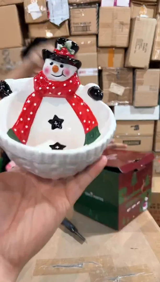 瓷片原盒雪人碗