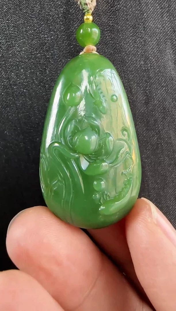 【闪购商品】和田玉（碧玉）吊坠未镶嵌鱼戏莲花