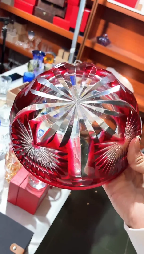手工艺品琉璃金红碗暇