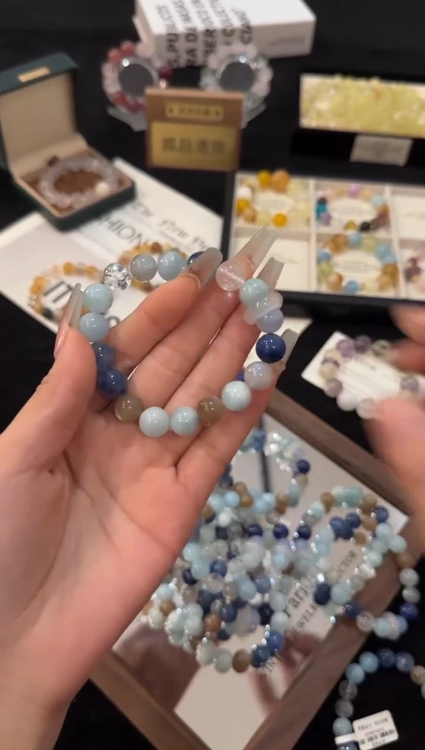 合金手链水晶海蓝宝多宝x3141