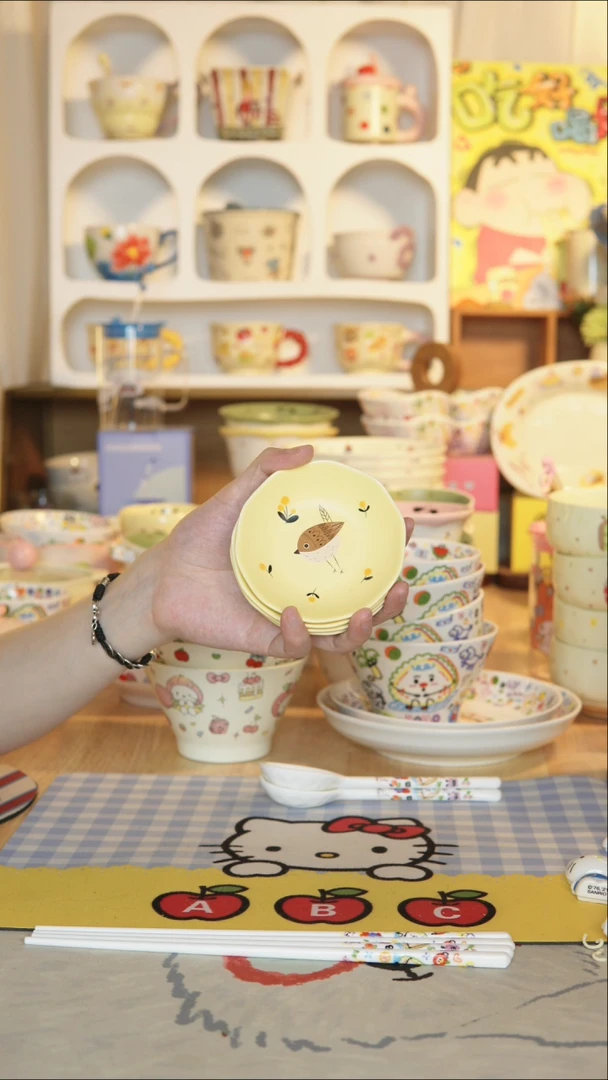 瓷鸟语花香四只味碟