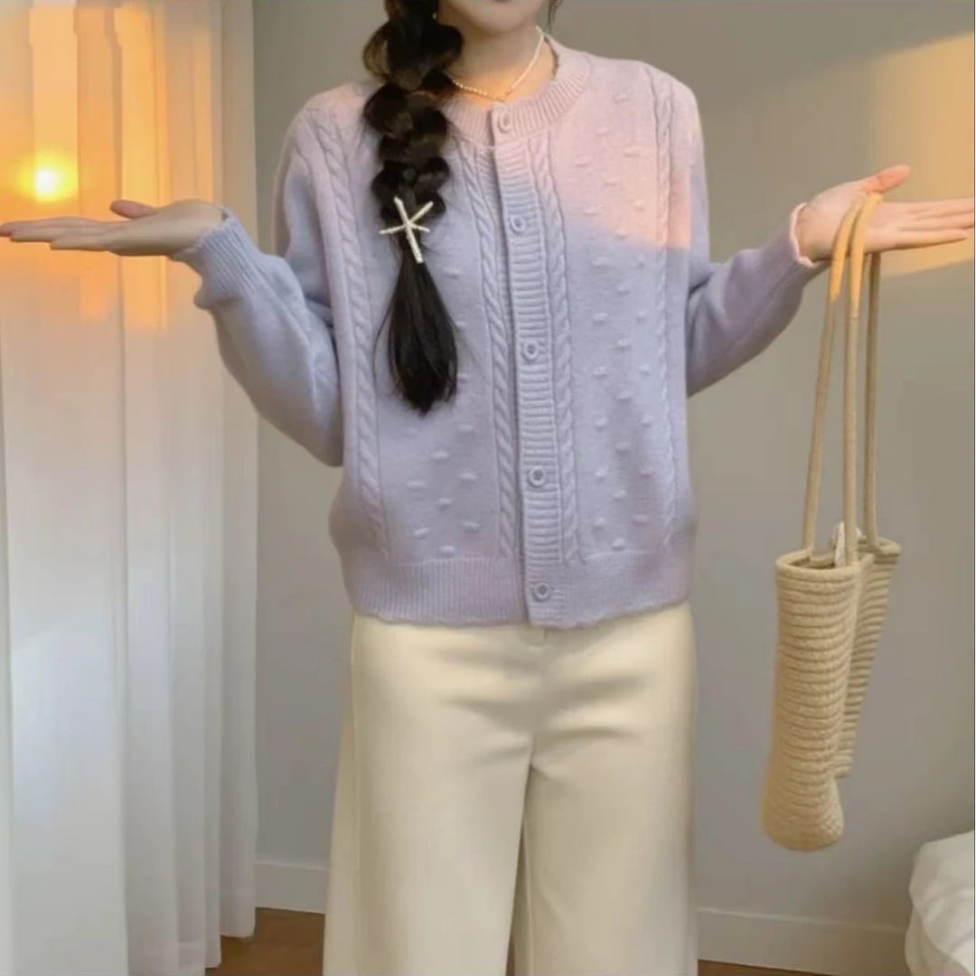 韩版提花百搭复古时尚毛衣毛针织衫圆领休闲针织秋冬