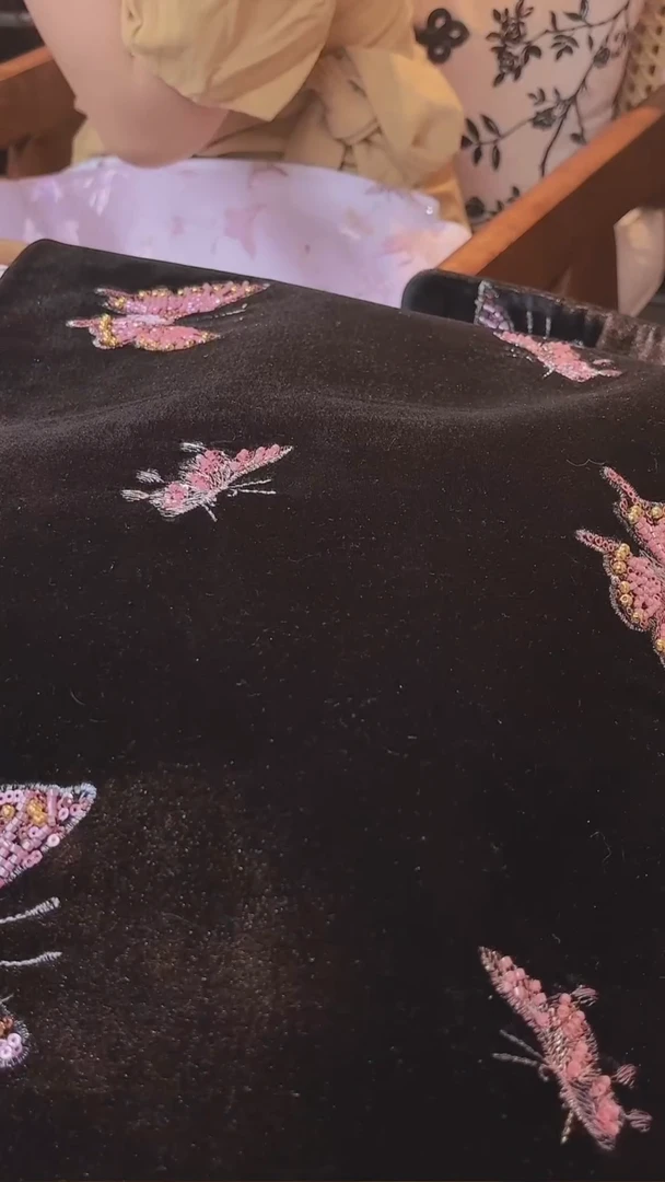 蝴蝶串珠手工茶席黑色 大茶席