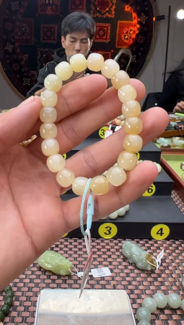 未镶嵌手串和田玉金山白玉老型珠手串9*10