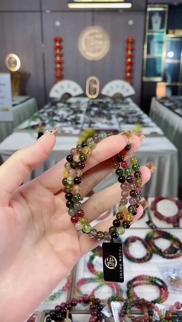 未镶嵌老矿碧玺糖果黑糖透体三圈手串5mm+碧玺dan多样性发货一条