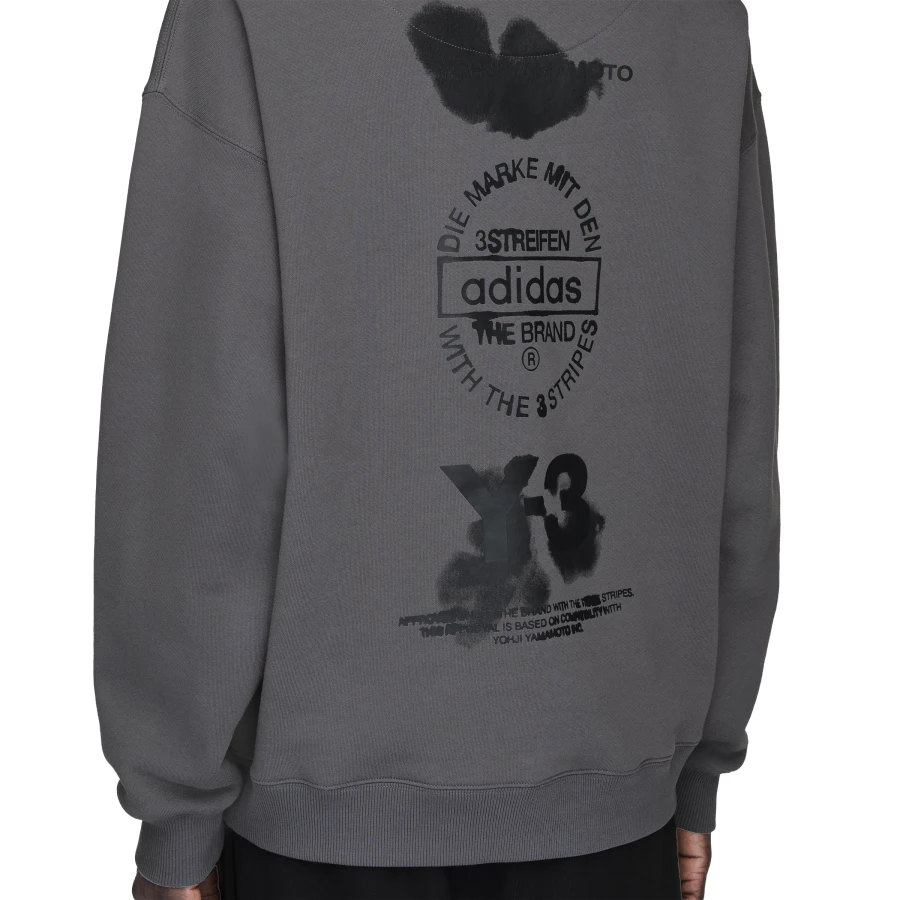 Y-3/Y-3（53-JZ0650）灰色季节主题LOGO系列运动连帽卫衣