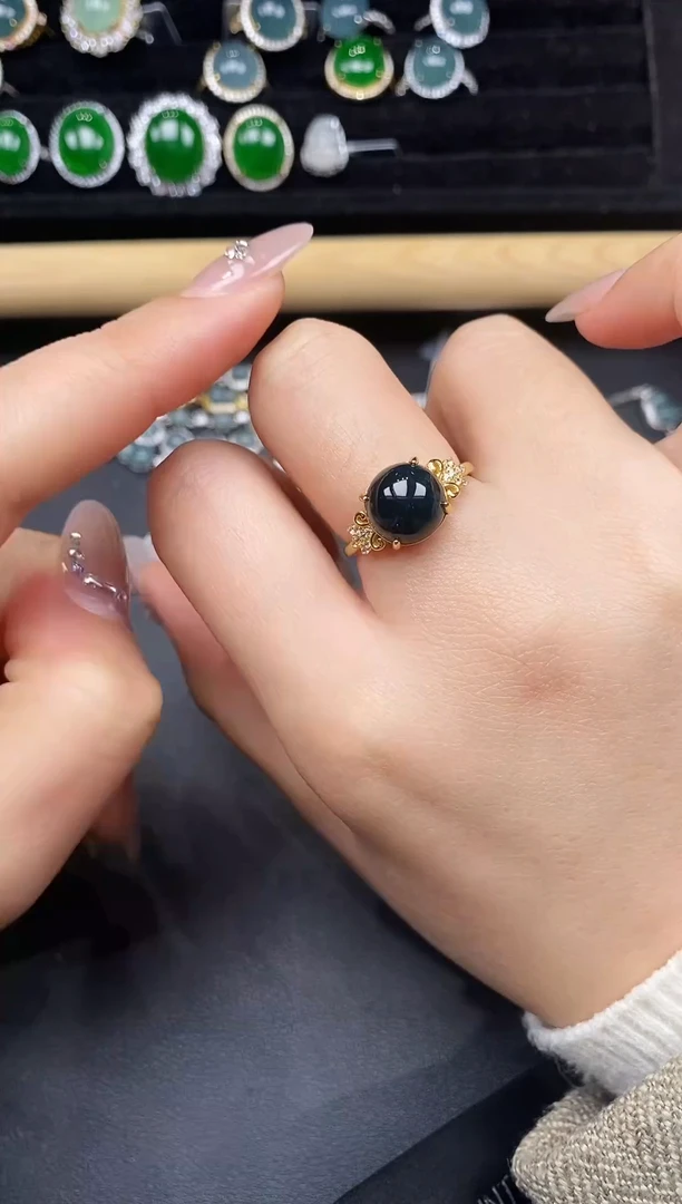 银S925镶嵌戒指翡翠78378