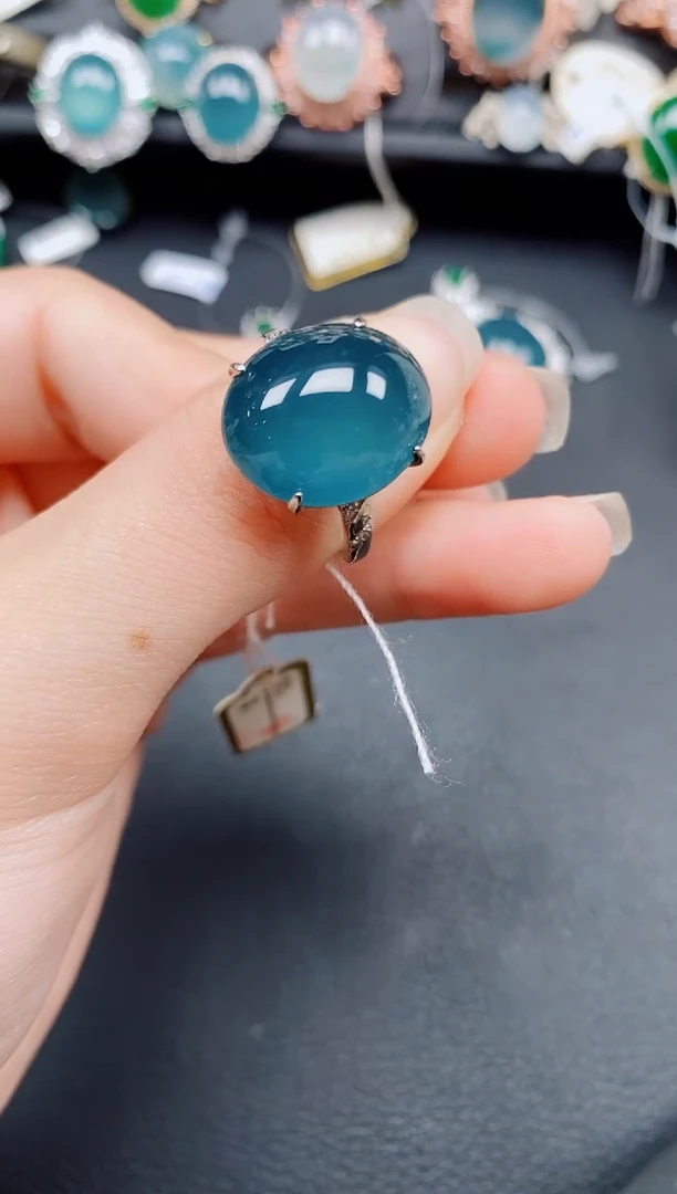 银S925镶嵌戒指翡翠翡翠