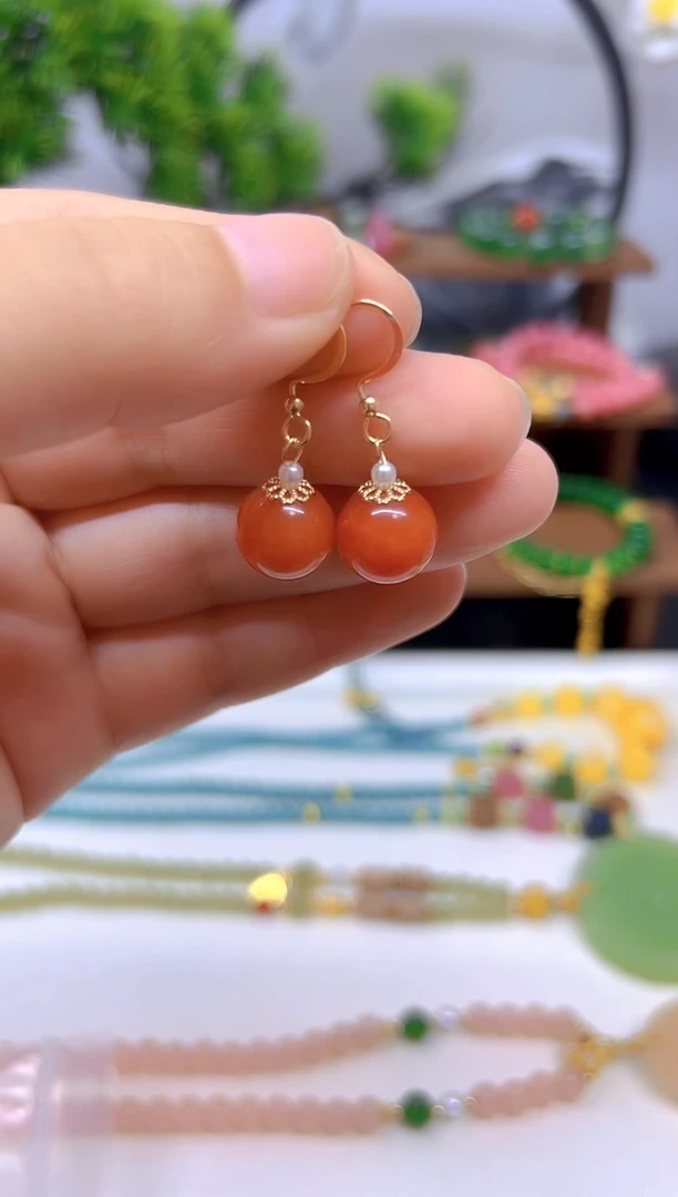 翡翠14K金镶嵌耳饰E827