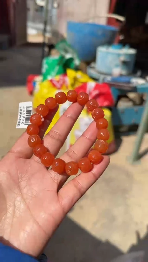 【闪购商品】南红玛瑙配珠未镶嵌原矿无优化11mm博古纹单圈