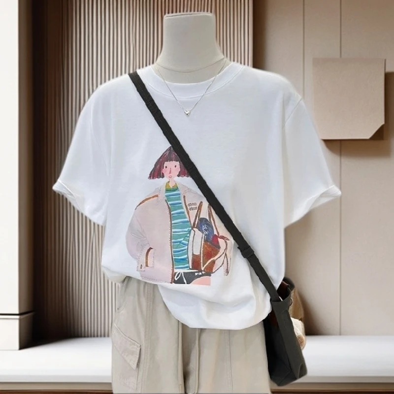 【雅岚女装】时尚洋气显瘦纯棉短袖T恤休闲款时尚洋气减龄印花