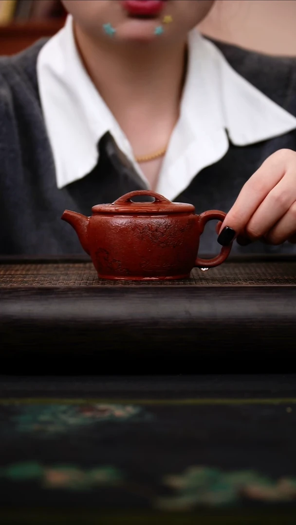 茶壶紫砂汉瓦 朱泥  180cc