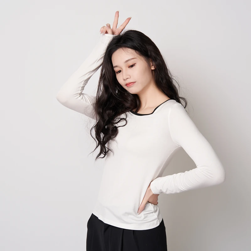【清仓福利】弹力莫代尔打底衫实体订单高质量长袖女装92213