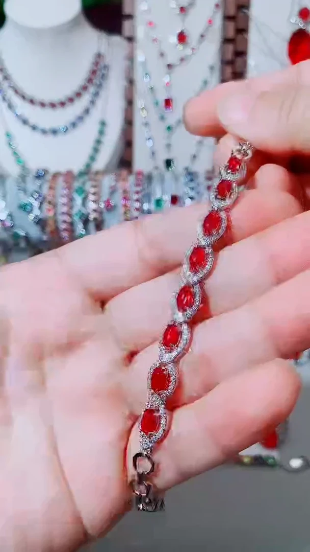 未镶嵌手链红宝石红宝石手镯010