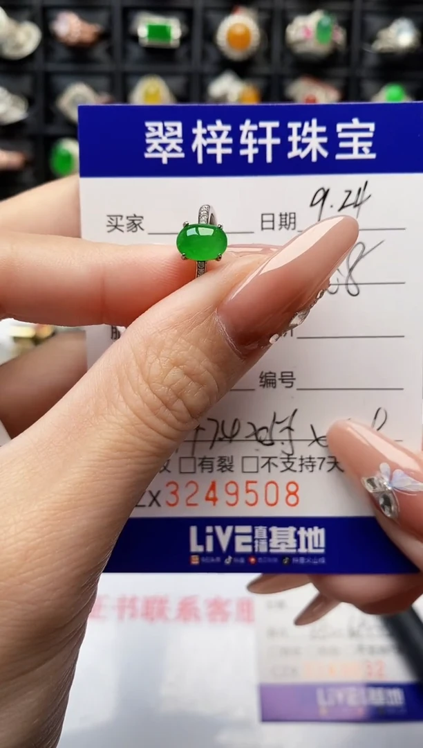 银S925镶嵌戒指翡翠9508