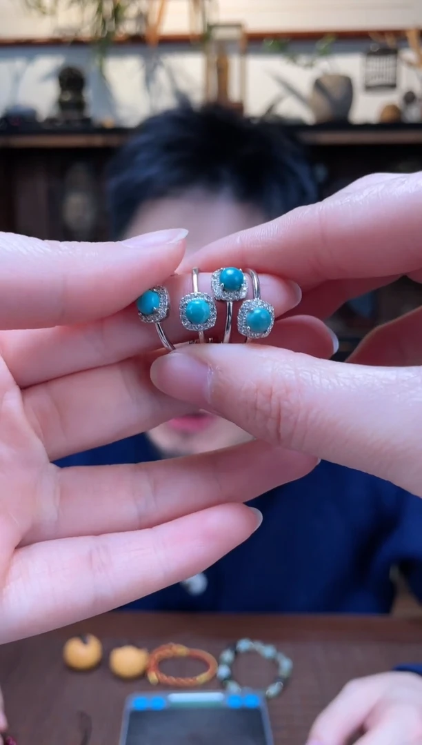 【闪购商品】绿松石戒指银S925镶嵌绿松石戒指*20GSX多样性发一