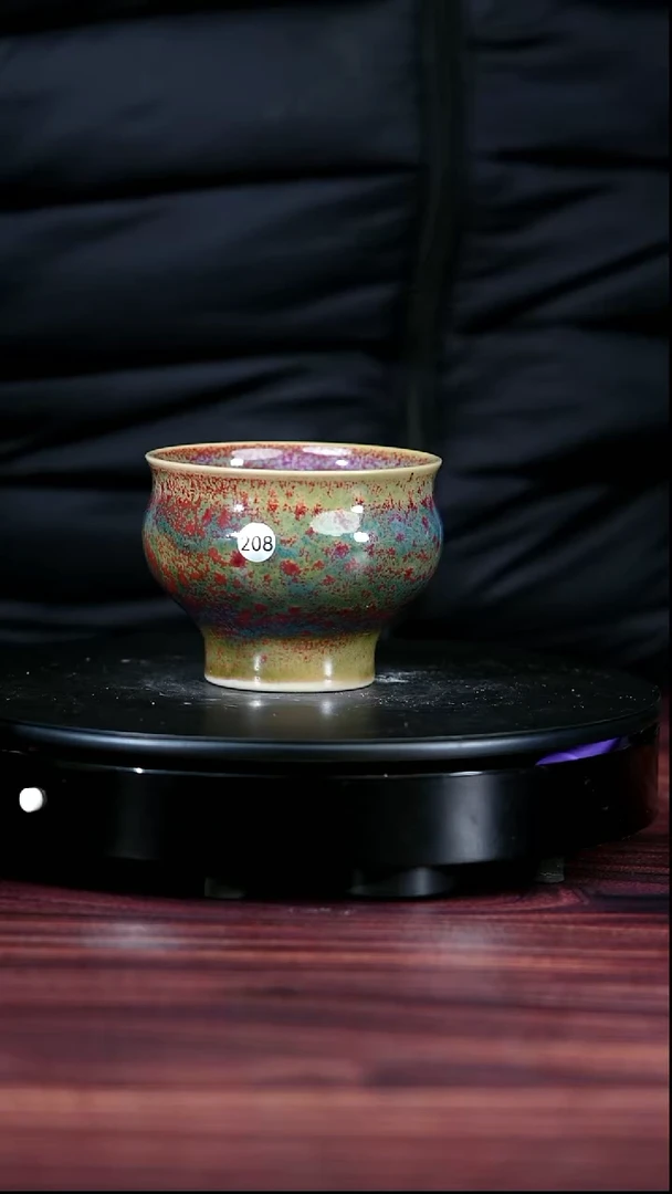 208#李盼龙一级品原矿钧瓷高足卢氏杯