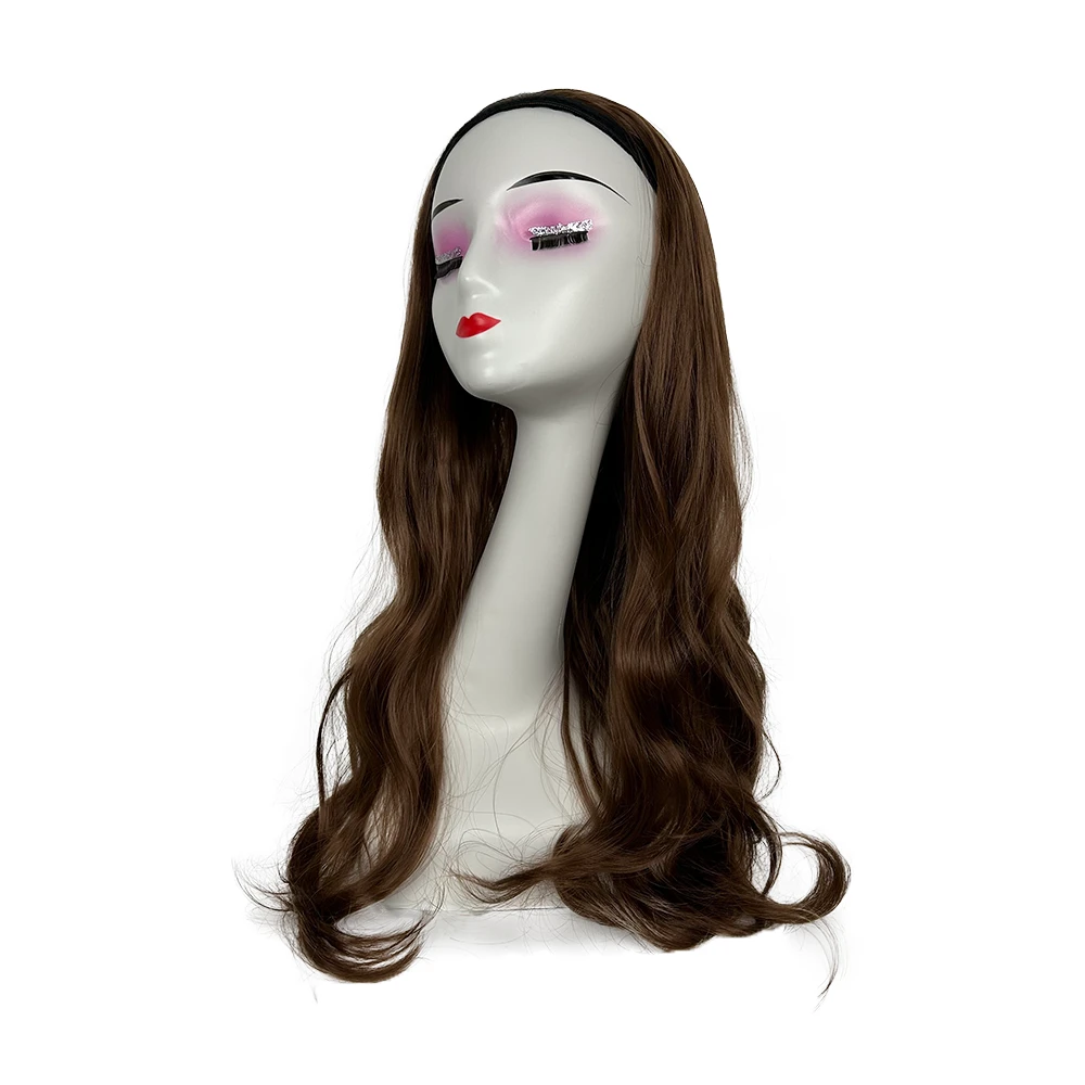 升级版浅棕色全头套发箍假发女长卷发修脸假发送发箍