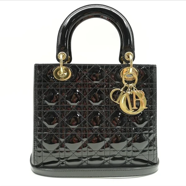 99新 DIOR/迪奥 五格漆皮戴妃黑金