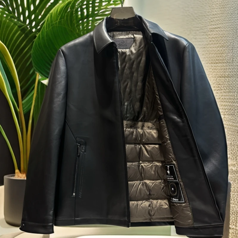 秋冬季男士舒适百搭休闲翻领羽绒皮衣（6616）