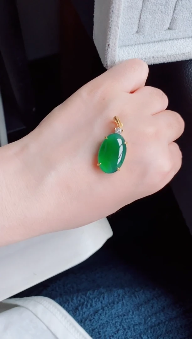【闪购商品】翡翠颈饰银S925镶嵌天然a货翡翠449