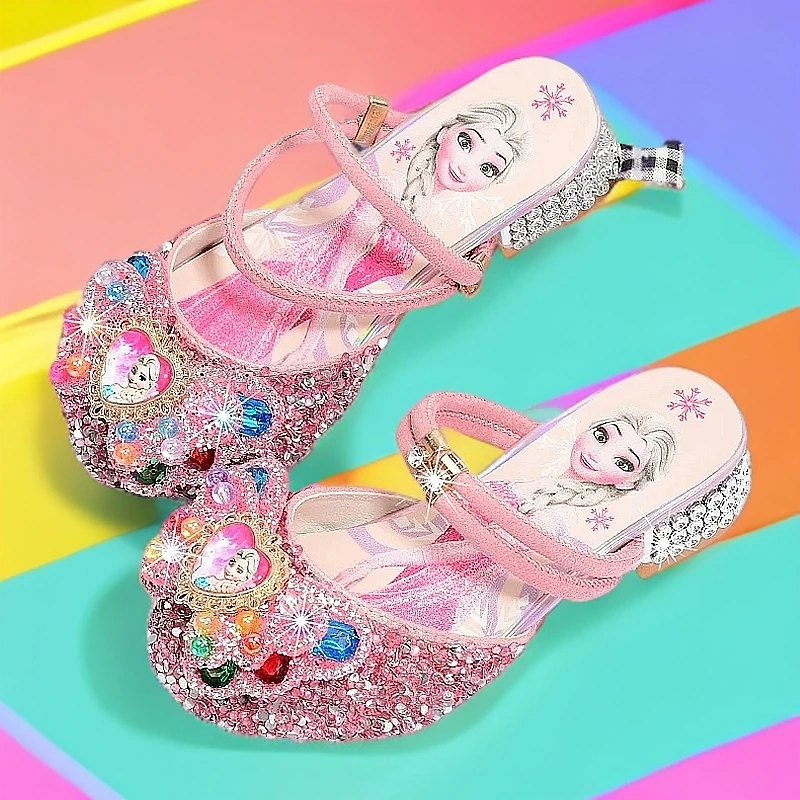 冰雪奇缘儿童高跟鞋爱莎拖鞋夏季室内拖鞋女童凉鞋室外演出公主鞋