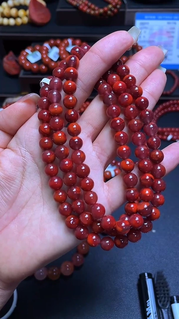 未镶嵌手串南红玛瑙N20凉山瓦西料牛血红7mm多圈