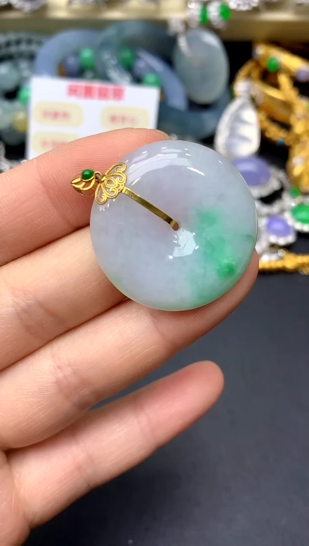 颈饰18K金镶嵌翡翠191-中国好珍宝